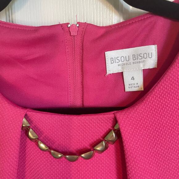 Bisou Bisou Hot Pink Sleeveless Tank Sheath Dress Workwear Party Women's Size 4 - Picture 3 of 5